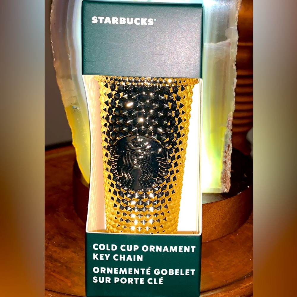 STARBUCKS-2022 limited edition golden stud bling cup keychain— $4.99 ships :>